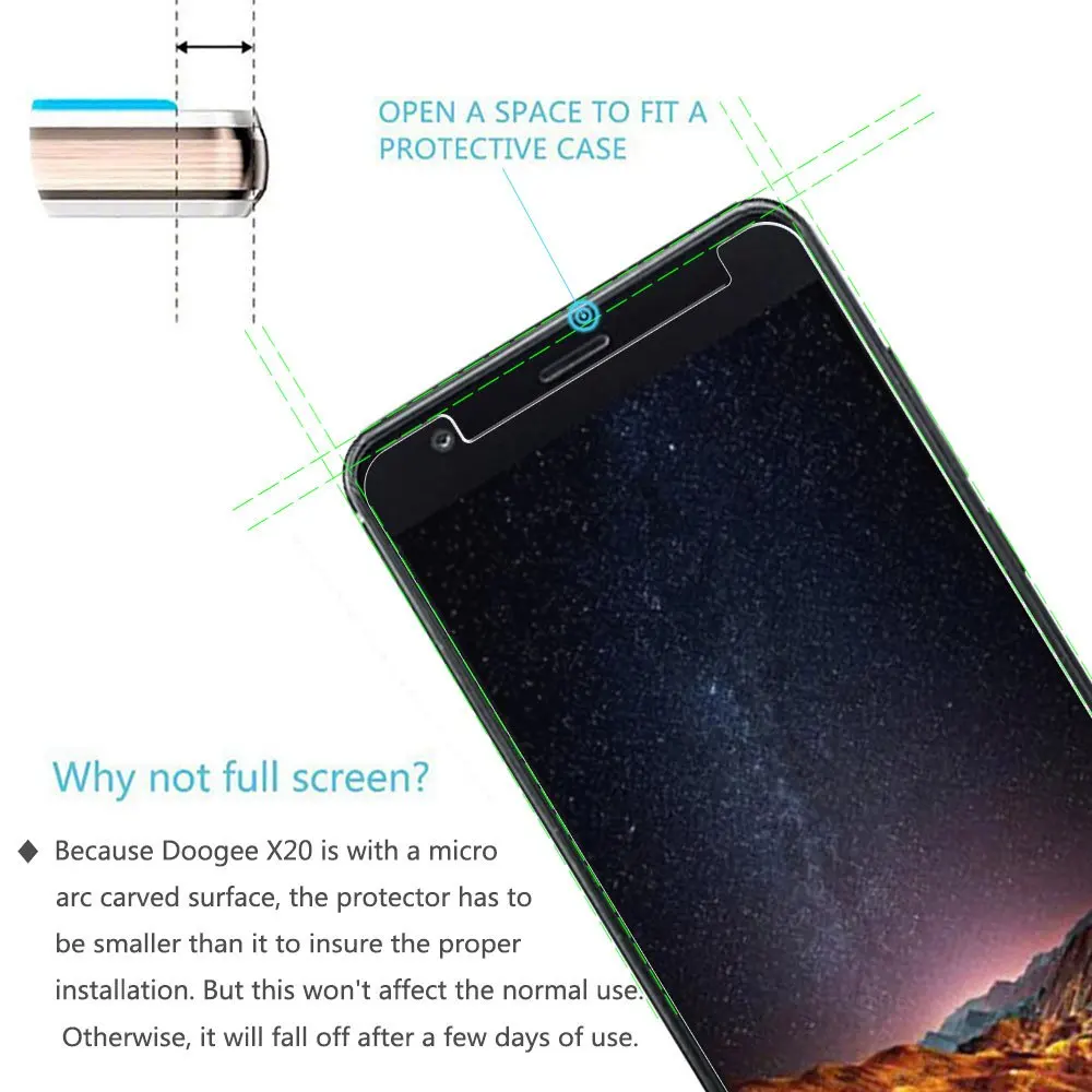 Закаленное Стекло Для Doogee X9 Pro X10 X11 X20 X20L X30 X30L X50 Экран протектор для X50L X53 X55 X60L X70 X80 X90 X90L жесткий с уровнем твердости 9H