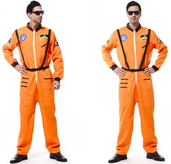 

Adult Man Orange Astronaut Outfit Halloween Cosplay Costumes Pilot Jumpsuit Stage Performance Role Play Disfraz