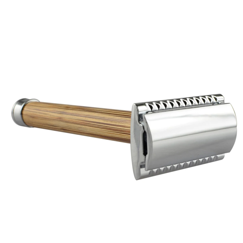 

Men Manual Beard Shaver Double Edged Safety Razor Long Natural Bamboo Handle Precision Trimmer without Blade New Apr26