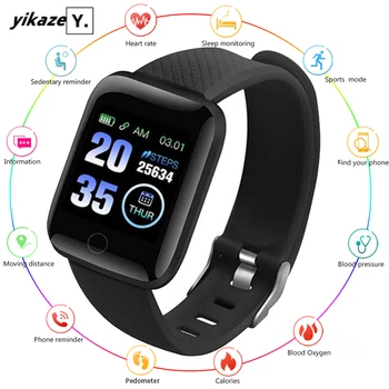 

116 Smart Watch Heart Rate Fitness Tracker Watches Men Women Blood Pressure Monitor Waterproof Sport Smartwatch For Android IOS