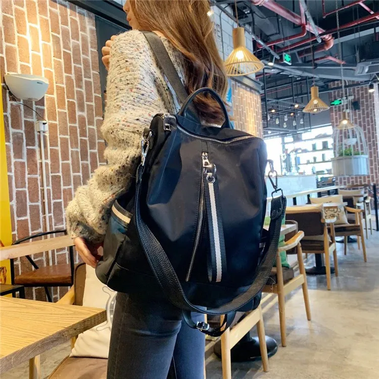 

Backpack Women's Shoulder Fashion Shoulder Street Fashion Ribbon Multi-Purpose Triple Use Oxford Cloth Backpack Women's Fully Wa