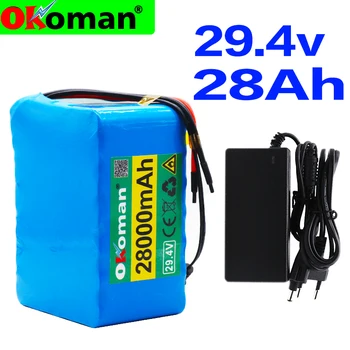 

7S5P 24v 28Ah battery pack 250w 29.4V 28000mAh lithium ion battery for wheelchair electric bicycle pack BMS + 2A charger
