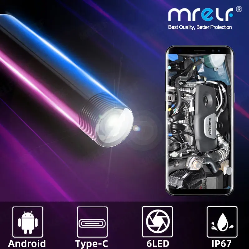 Cámara endoscópica Flexible de 7mm 5,5, endoscopio impermeable IP67, 6 LED, cámara de inspección para Android, Micro USB tipo OTG C