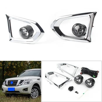 

For Nissan Patrol Y62 2016 2017 2018 Car Set ABS Front Fog Light Frame Trim & Fog Light Cover Assembly