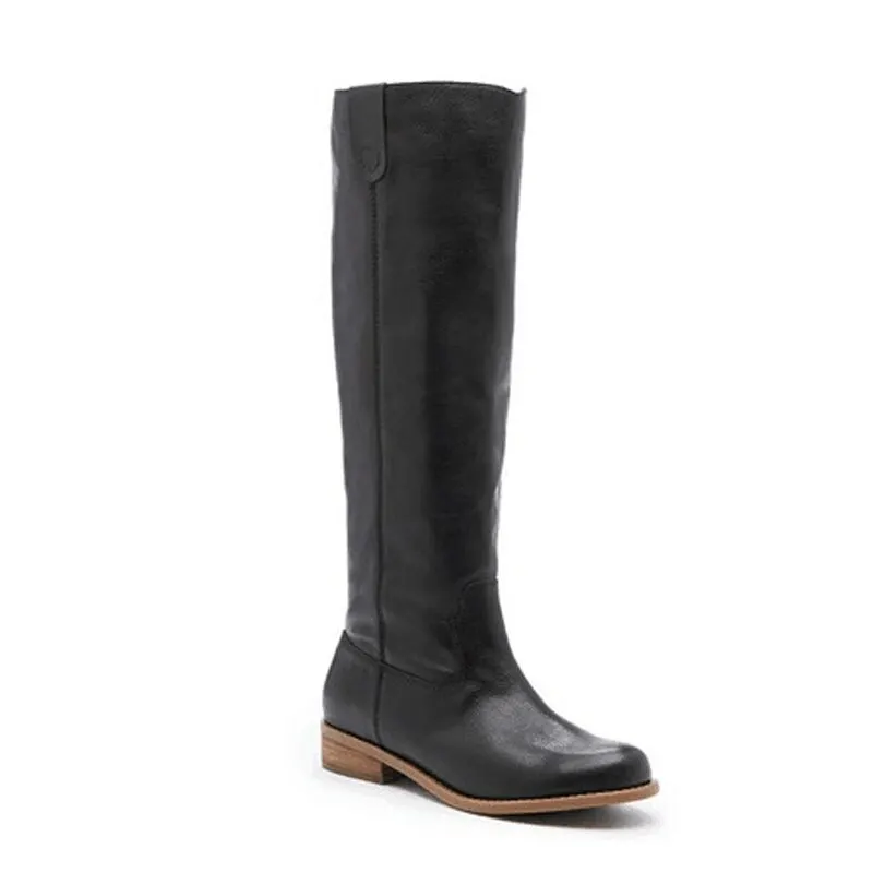 

New Knees High Flat Boots Women PU Leather Suede Matte Boots Slip On Zapatos De Mujer Solid Riding Winter Shoes
