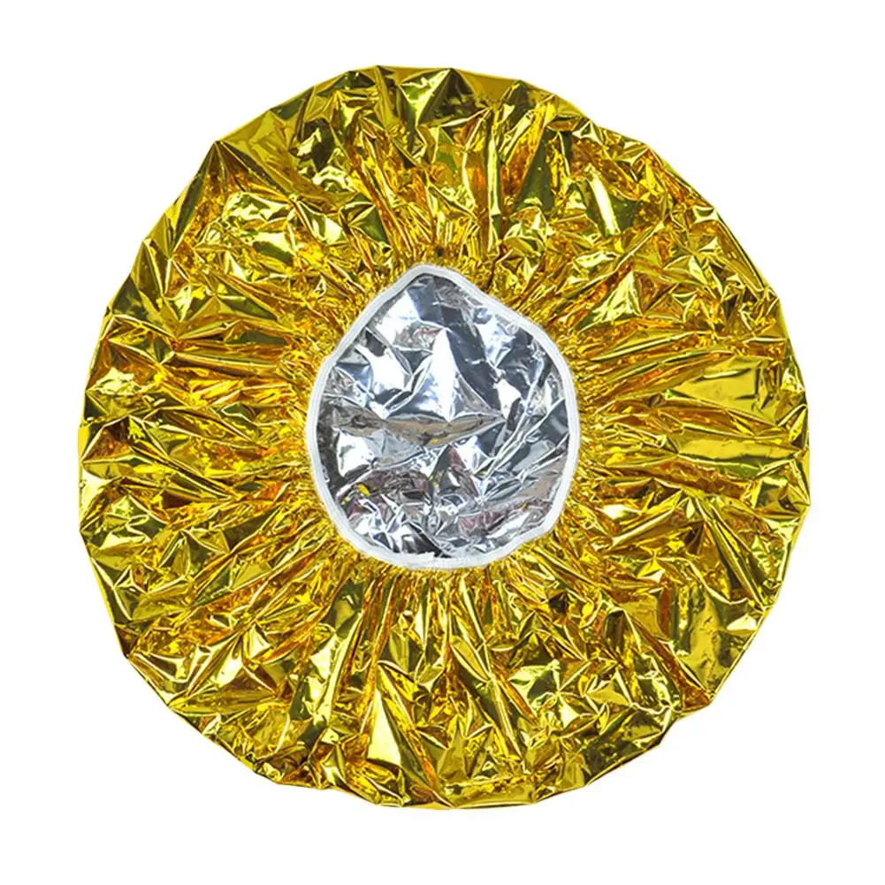 Gold Теплоизоляционная алюминиевая шляпа с фольгой шапочка для душа эластичная шапочка для купания для женщин Парикмахерская ванная комната шапка сушка волос - Color: Gold