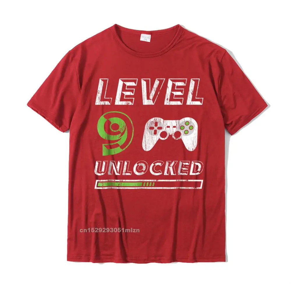 Casual Print Unique Short Sleeve Summer/Autumn Tops Shirt 2021 Discount O-Neck 100% Cotton Fabric Tops Shirt Men T-Shirt Level 9 Unlocked - 9 Year Old Gamer Funny Birthday T-Shirt__3749 red