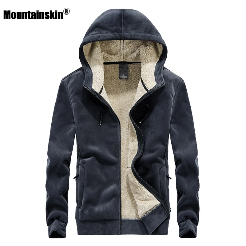 

Mountainskin 2019 Winter New Fleece Hoodie Sweatshirt Mens Thick Warm Coat Male Solid Color Jacket Men Brand Clothing 8XL SA811