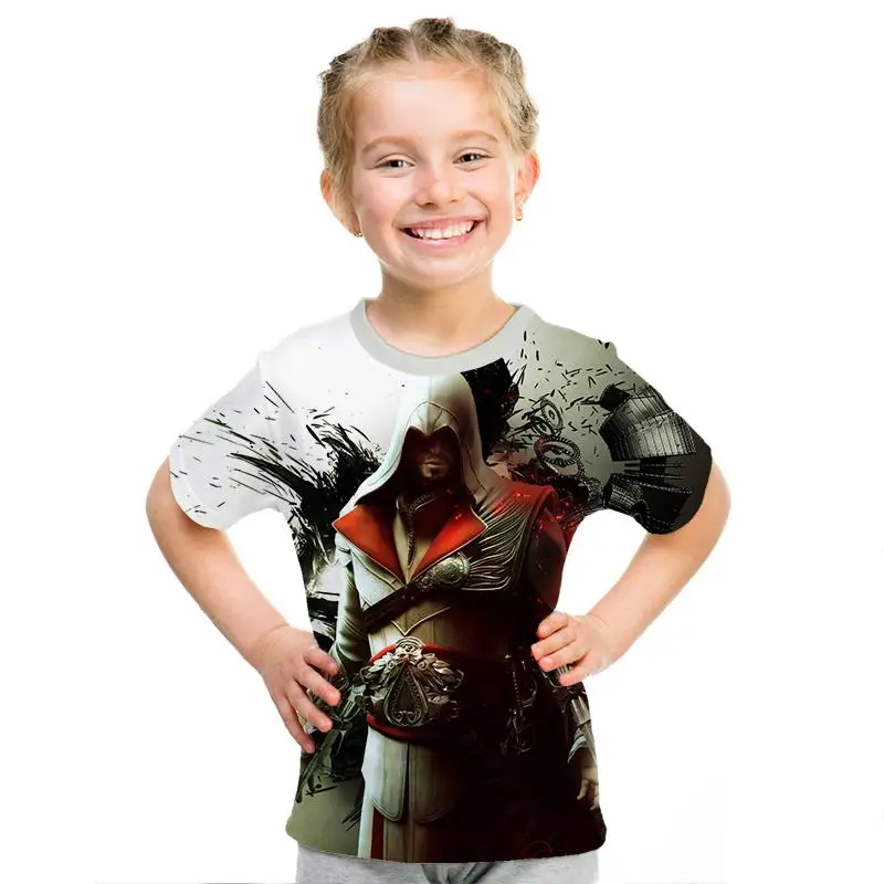 Camiseta de manga corta con estampado 3D Assassin Creed Altai para nios y nias