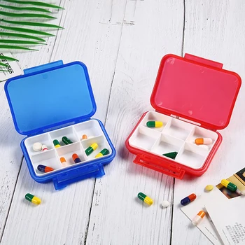 

Travel Medicine Box Six Grids Pill Box Pill Case Pill Splitter Outdoor Medicine Seal Storage Box Medicine Box Holder Storage