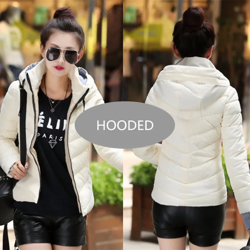 Hooded--Beige Новое Женское модное пальто зимняя куртка женская верхняя одежда короткая стеганая куртка Женская парка с подкладкой Женское пальто - Цвет: Hooded--Beige