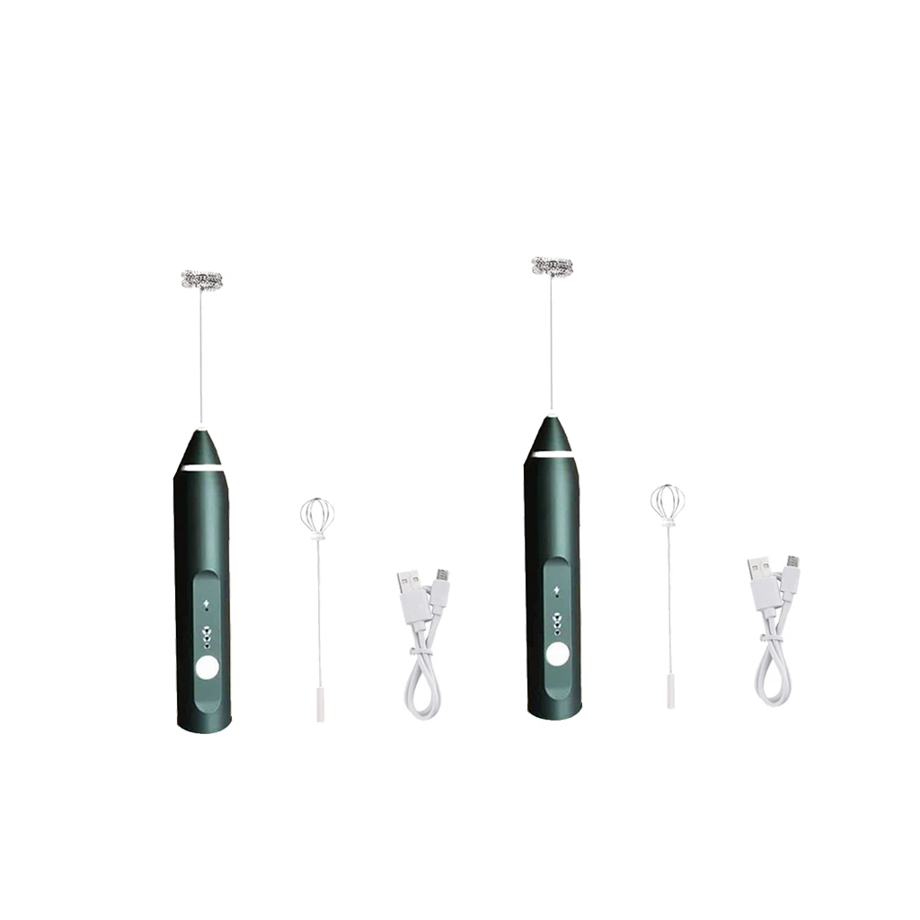 2Pack Black Handheld Electric Milk Frother with Eggbeater Electric Foam Maker For Coffee, Lattes, Cappuccino, Hot