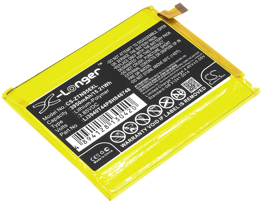 Обновленная батарея Cameron Sino для zte Li3940T44P8H846748 Blade Max 3, Blade Max 3 LTE-A 3950 мАч/15.21Wh