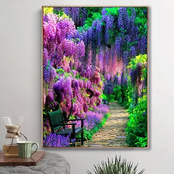 

Diy 5D Diamond Painting "Wisteria Flower Garden"Cross Stitch Full Diamond Embroidery Mosaic Rhinestone Home Decor Sale