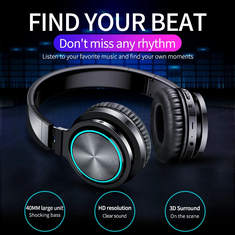 Picun Wireless Headphones Strong Bass Bluetooth Headset Noise Cancelling Bluetooth Earphones Low Delay Earbuds for Gaming Phone