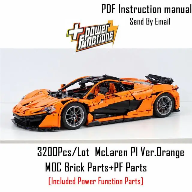 Новая технология MOC серия 20674 mlaren P1 Бегемот гоночный набор строительные блоки управление RC Автомобиль DIY Модель игрушки подарки - Цвет: Orange with Motors