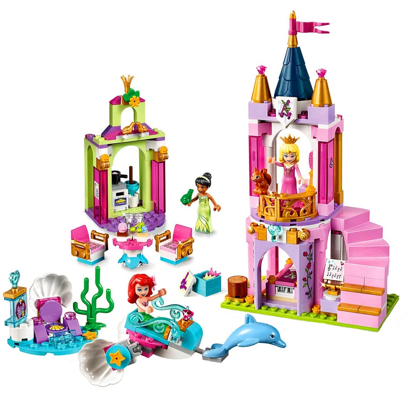 

LARI 11177 300Pcs Princess Ariel Aurora And Tiana's Royal Celebration Building Blocks Brick Compatible 41162 Toys For Children