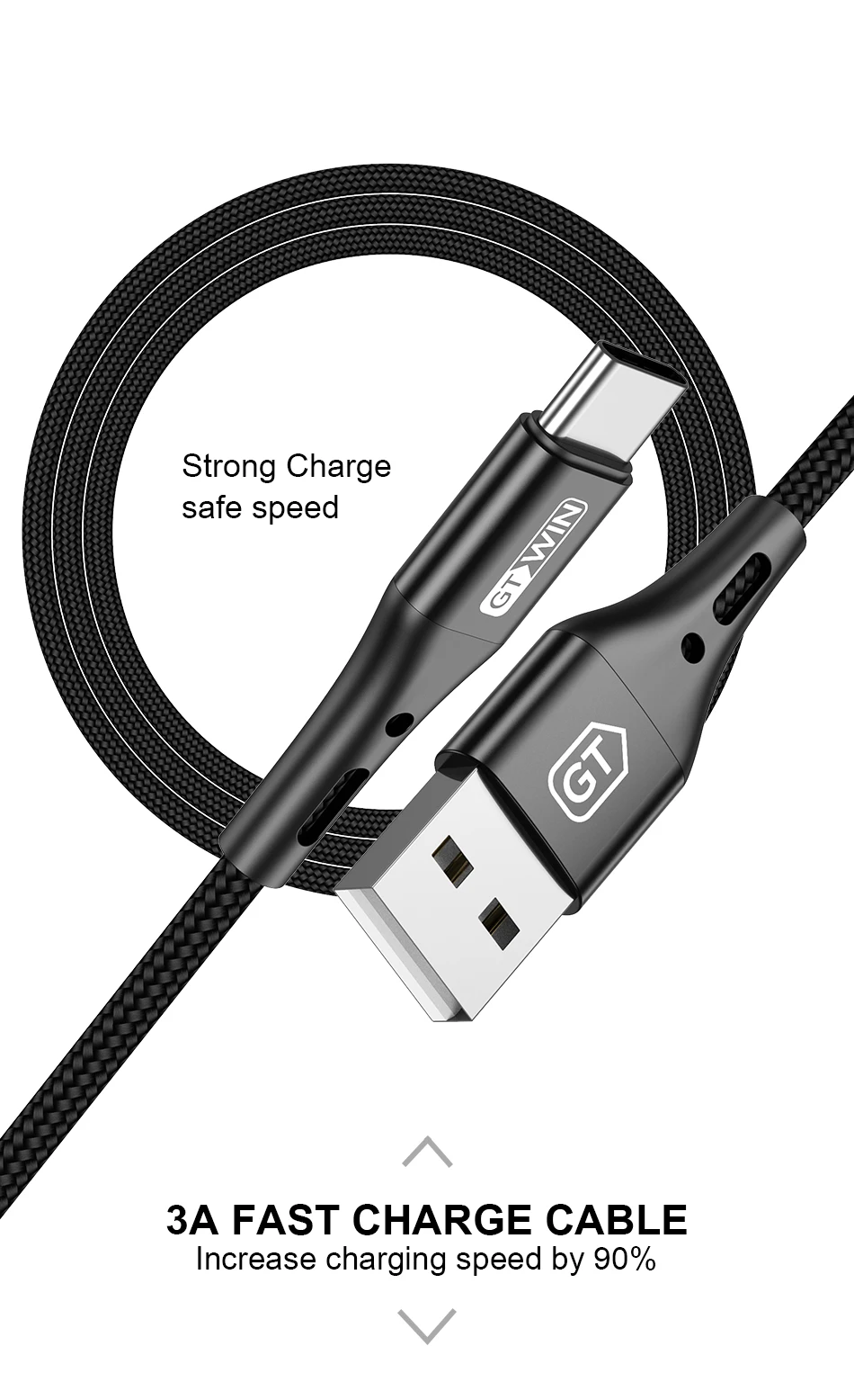 GTWIN 3M type C USB кабель для iPad Pro 3A кабель для быстрой зарядки для samsung S10 S9 huawei P30 Pro кабель для зарядки USB C кабель для передачи данных