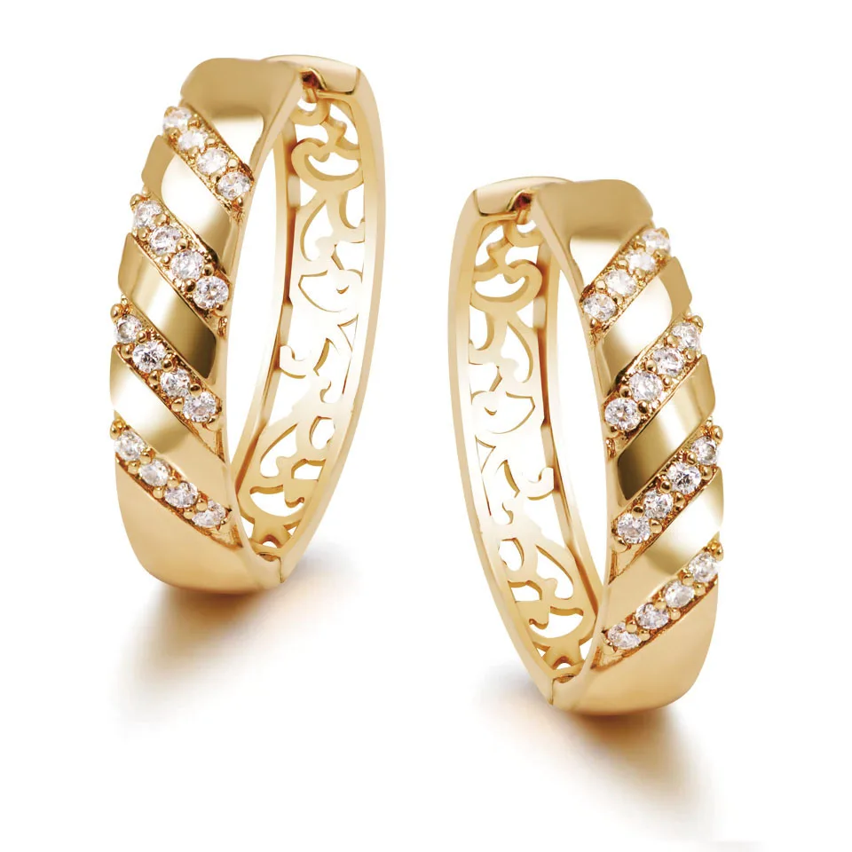 

MxGxFam Big Hoop earrings with zircon for Women Fashion Jewelry Gold Color 18 k