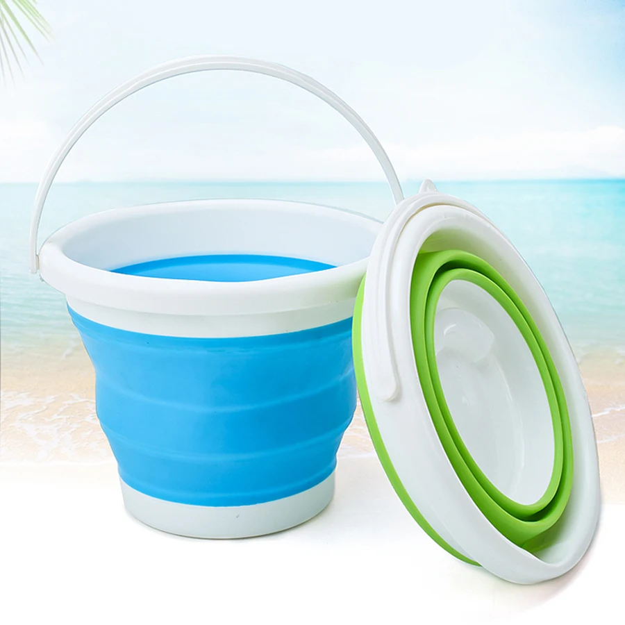 1.5-10L Portable Folding Bucket Outdoor Thick PP Silicone Fishing Supplies Folding Bucket for Fishing Promotion camping Car Wash