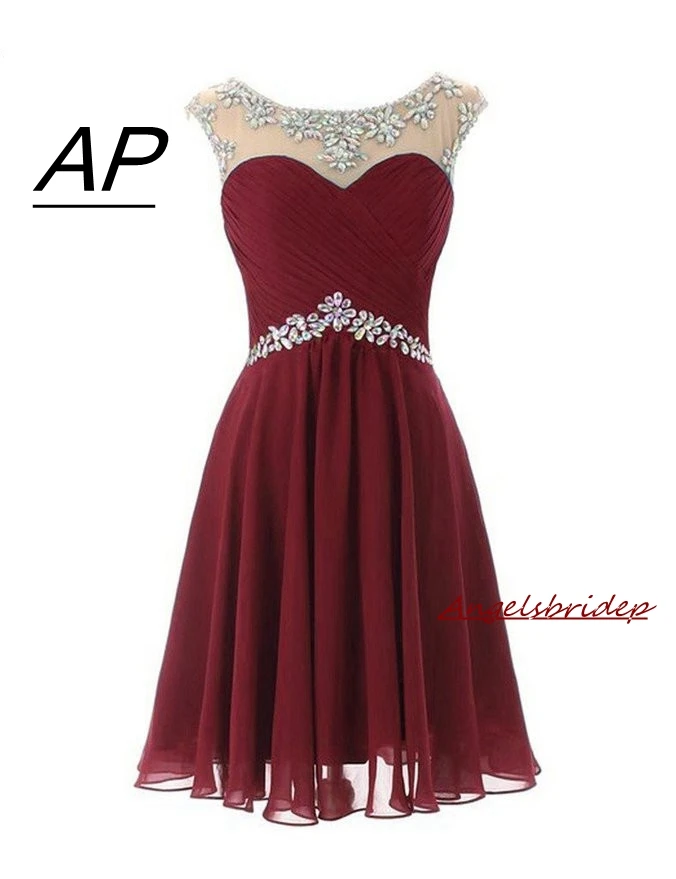 ANGELSBRIDEP-Sheer-Neck-Short-Homecoming-Dresses-Sparkly-Crystal-Empire-Waist-Chiffon-Junior-Graduation-Formal-Gowns-Hot