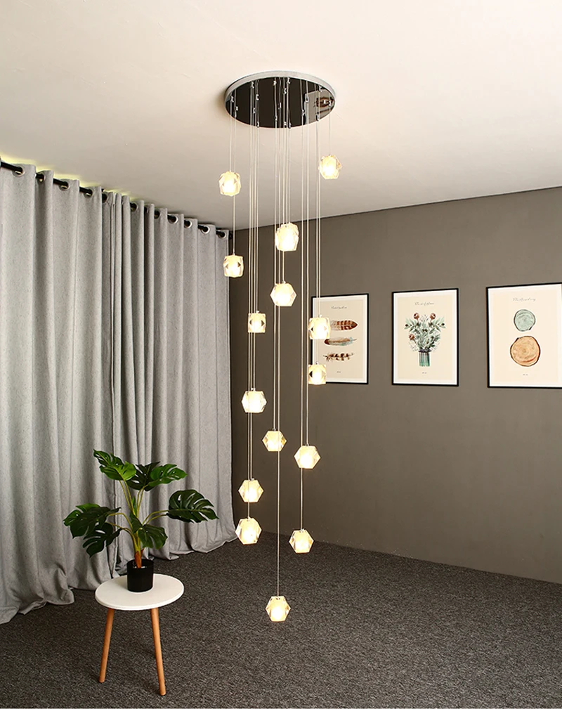 Staircase Chandelier Adjustable Suspension Lamp Modern LED Chandelier Lighting Stairway Lamps Living Room Lights Hanging Lamp