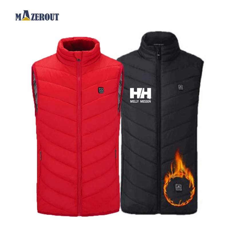 

MAZEROUT Size s-4XL Men Autumn Winter Flexible Electric Thermal Waistcoat Outdoor USB Infrared Heating Vest Woman Cold Days