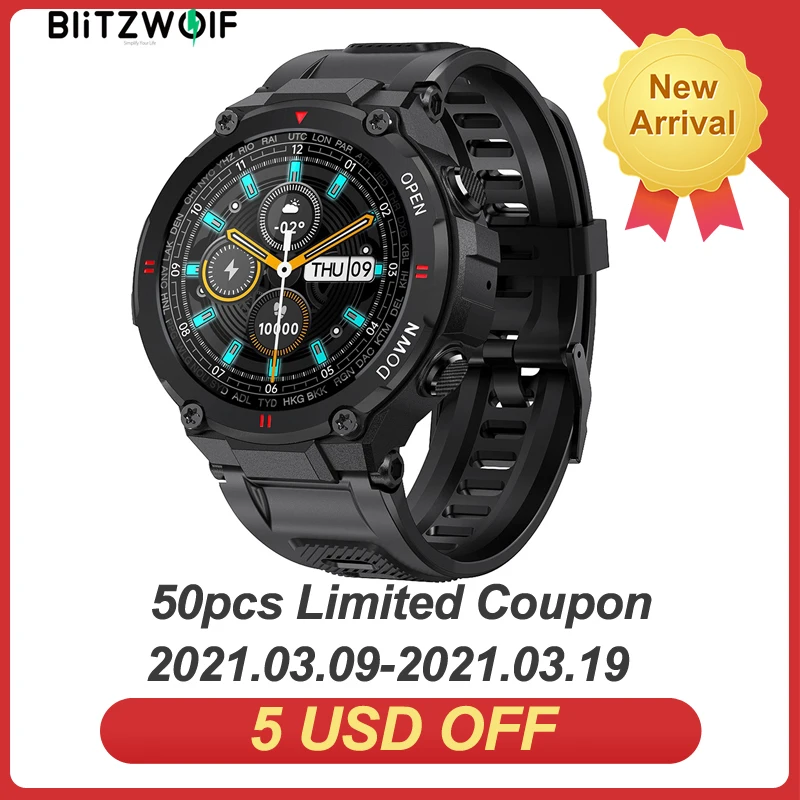  BlitzWolf BW AT2 [400 мА/ч, Батарея]  24 часа в сутки монитор сердечного ритма крови Давление измерения кислорода браслет на заказ циферблатов Сма…