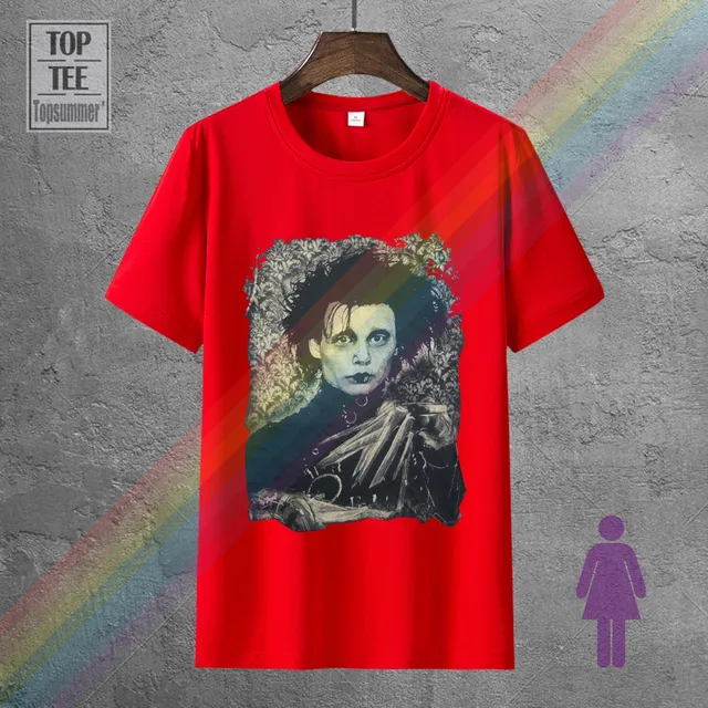 Edward Scissorhands T-Shirt Tim Burton Johnny Depp Goth Punk Film New Cool Tee Shirt 0139867-Red