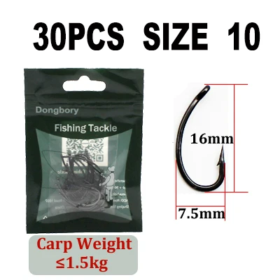 30PCS-Size 10 30 шт. тефлоновое покрытие для ловли карпа колючий захват Gnippen Крючки сделано в Японии Брендовое качество Chod крючки для волос - Цвет: 30PCS-Size 10