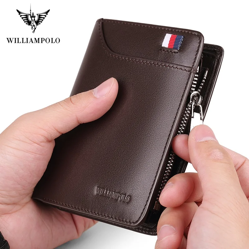Короткий кошелек WilliamPolo из натуральной кожи для мужчин повседневный многофункциональный бумажник карт
