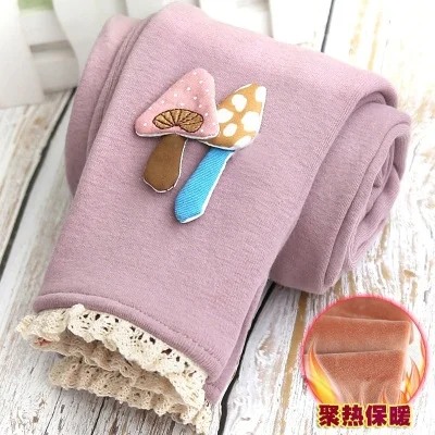 Winter Girls Leggings Fleece Kids Winter Pants Thicken Baby Legging Pants Cartoon Winter Cashmere Thermal Children Skinny Pant - Цвет: as picture