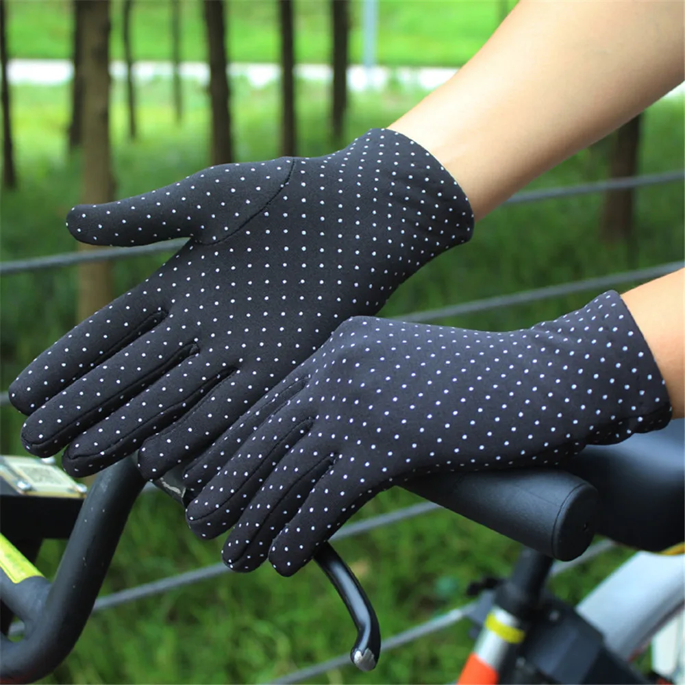 2 шт. = 1 пара эластичных спортивных теплых перчаток в горошек для девушек, для танцев, фитнеса, отдыха, шерстяные перчатки для верховой езды, утолщенные бархатные перчатки для улицы - Цвет: Черный