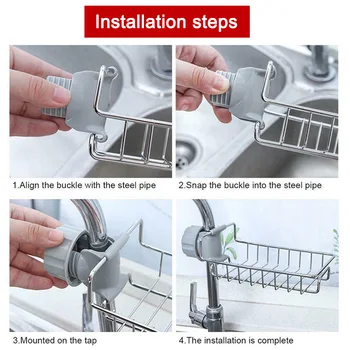 

Kitchen Sink Faucet Drain Rack Sponge Soap Cloth Storage Organizer Holder Shelf SP99