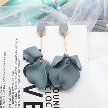 

2019 Korea New Design Hot Sale Fashion Jewelry Acrylic Painted Petals Earrings Long Drops Oil Exaggerated Earrings for women