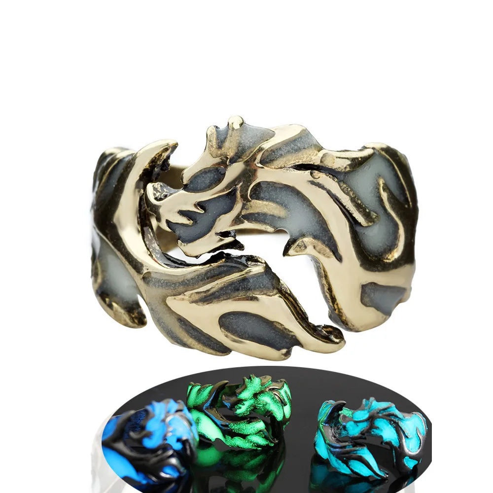 

Originality Man Arrogance Multicolor Noctilucent Dragon Design Ring Luminescence Jewelry