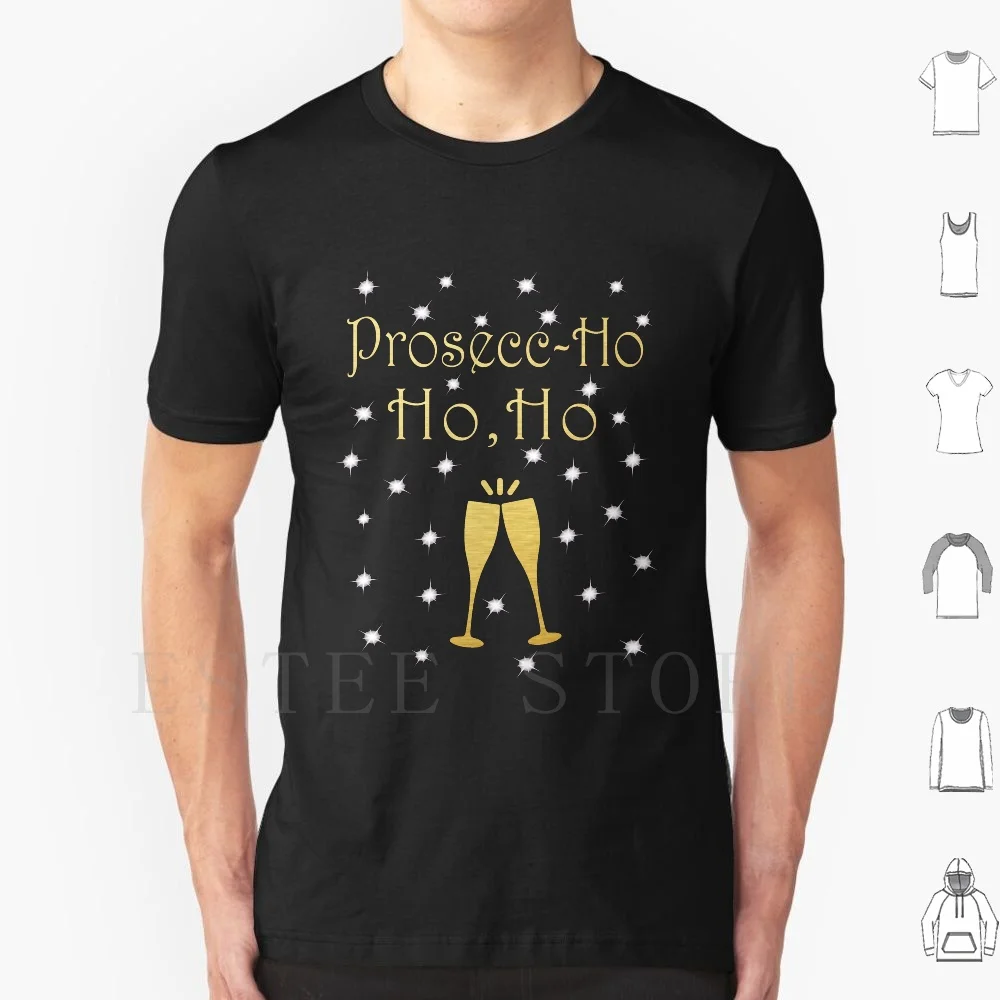 Top Funny Christmas Prosecco Ho Ho Ho T Shirt Fai Da Te Big Size 100% Cotone Design Love Wine Prosecco Wine Prosecco Funny Wine