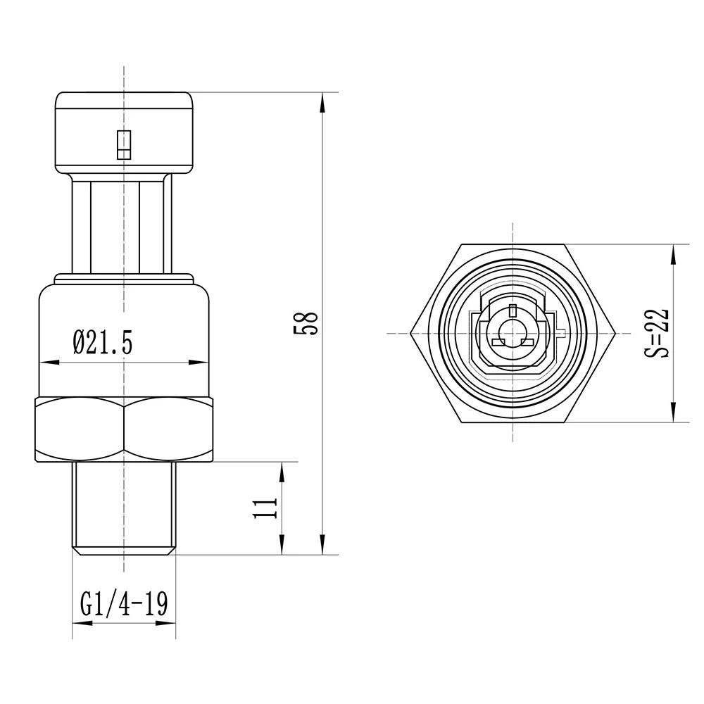 Pressure Sensor Transducer Transmitter for Water Oil Fuel Gas Air Car G1/4 1.2Mpa 174psi 5-12VDC Ceramic Chip Stainless Steel