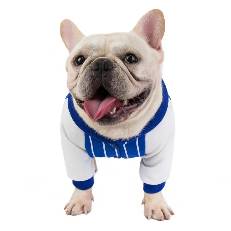 Новая одежда для собак на осень и зиму бейсбольный стиль бульдог Модные полосатые толстовки