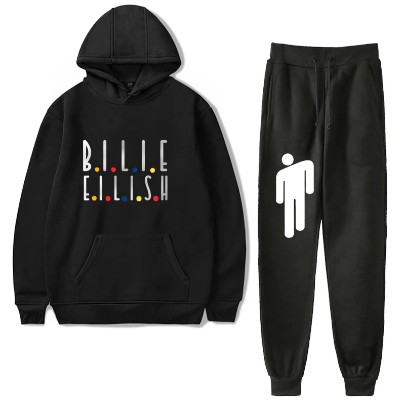 Billie Eilish/комплекты свитеров для мальчиков и девочек; Детские модные куртки; комплект из пальто на молнии и штанов; одежда для детей; осенний Детский костюм с капюшоном - Цвет: 12