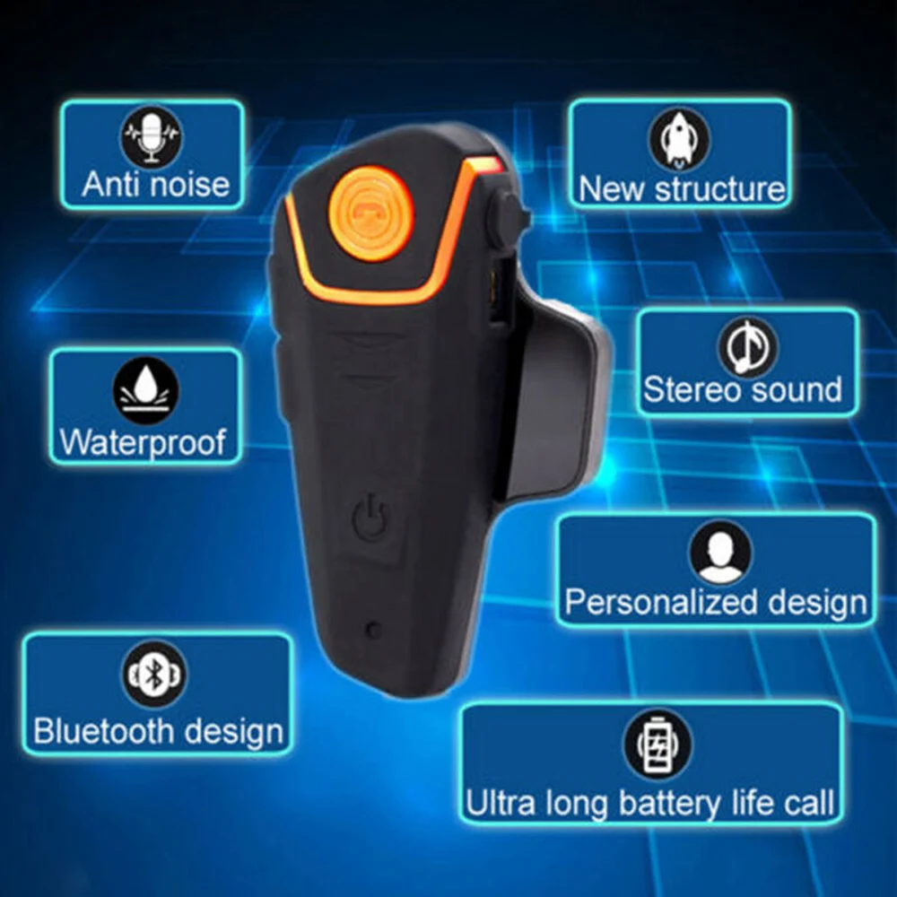 Fones de Ouvido Auriculares para Capacete Acessórios para Motocicletas 50m para Motocicleta V4.1 + Edr Fones Bluetooth 6 Automóveis e motos