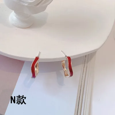 N Silver needle AOMU, простые, модные, классические, жемчужные, стразы, с петлей, серьги-кольца для женщин, золотой цвет, рок, круглые, круглые, серьги-кольца, вечерние, подарки - Окраска металла: N Silver needle