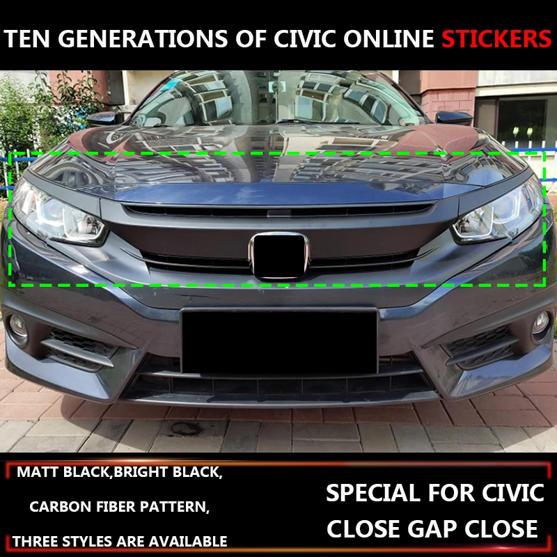 Для Honda Civic 2016 2017 2018 9 шт Передняя средняя решетка гриль крышка-наклейка для салона