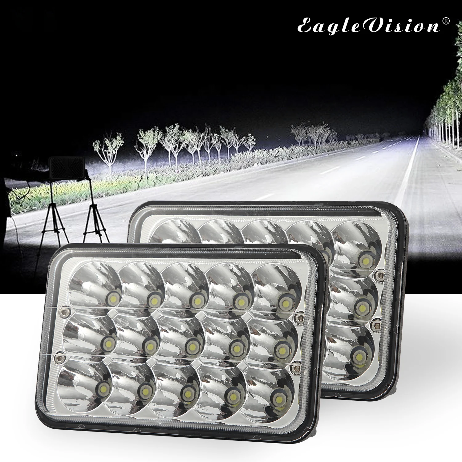 

Truck LED Headlamp 4X6 Square LED Headlight LED for Sealed Beam H4 Plug 6x4 Inch Square 4x6 Led Headlight For Hi/Lo Beam LED