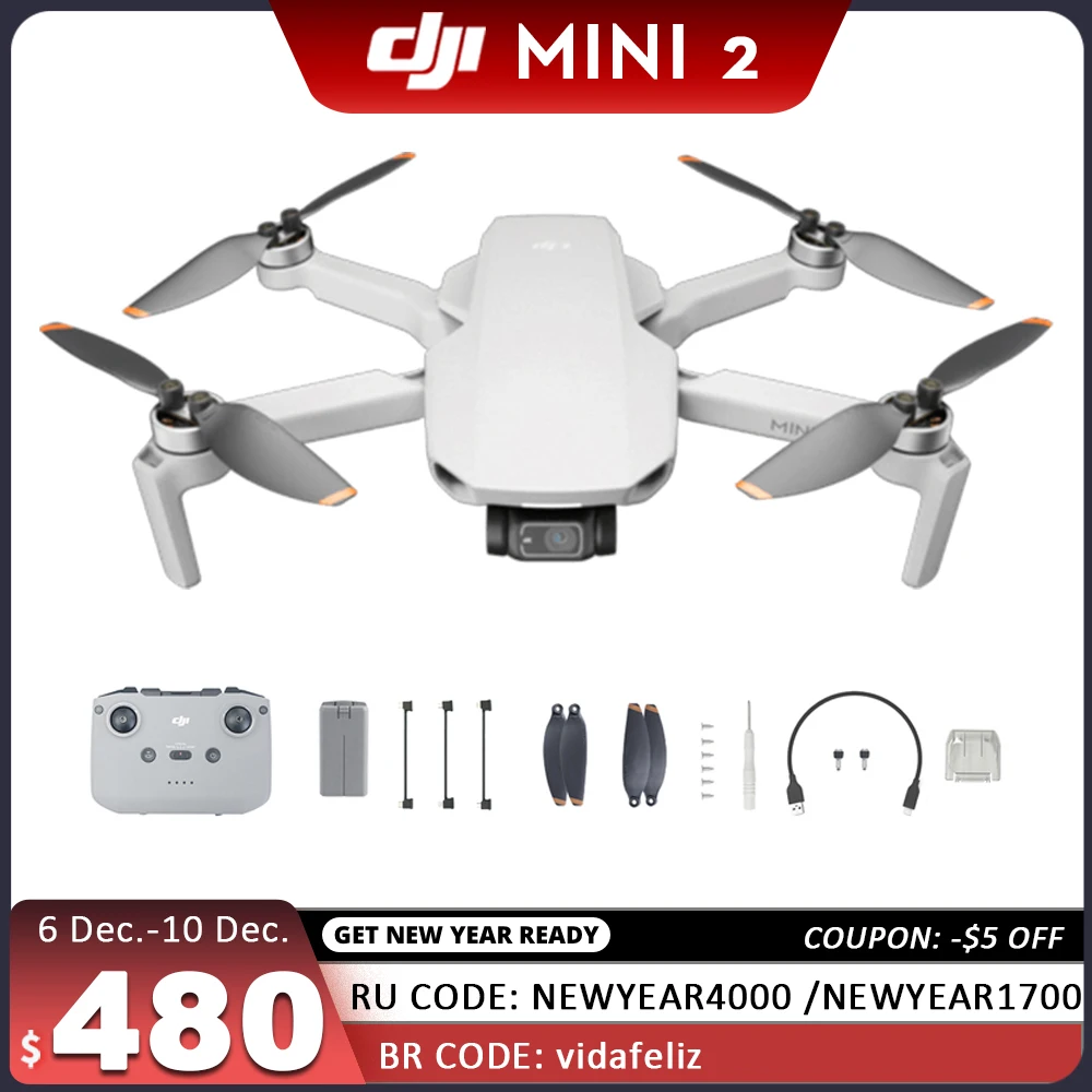 Дрон DJI Mini 2 Mavic радиус полета 10 км скорость передачи видео 4K уровень 5