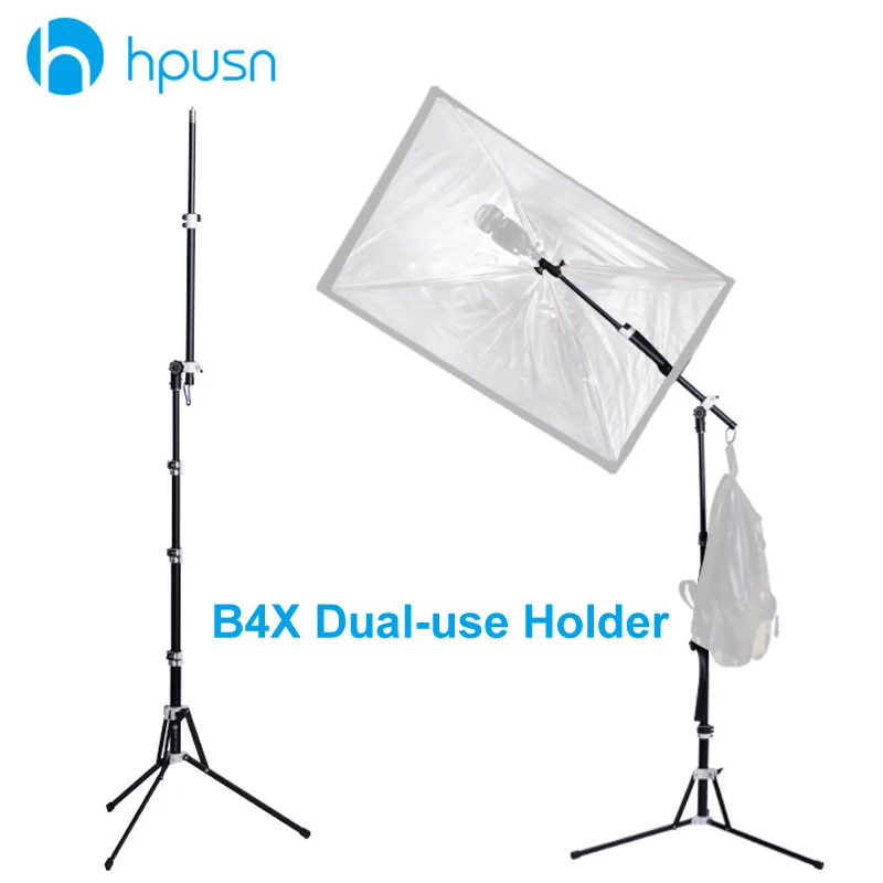 Hpusn B4X Photography Light Stand Dual-use Flash Speedlite Umberlla Softbox Tripod Aluminum Alloy Holder for Photo LED Lighting