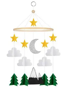 

Crib Bell Felt Pendant Pendant Crib Wind Chimes Easy To Install, No Assembly Required Wooden 3D Design Wind Chimes