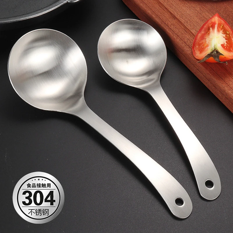 304 Stainless Steel Long Handle Rice Soup Spoon Ladle Household Cooking Utensils for Kitchen Accessories Tableware