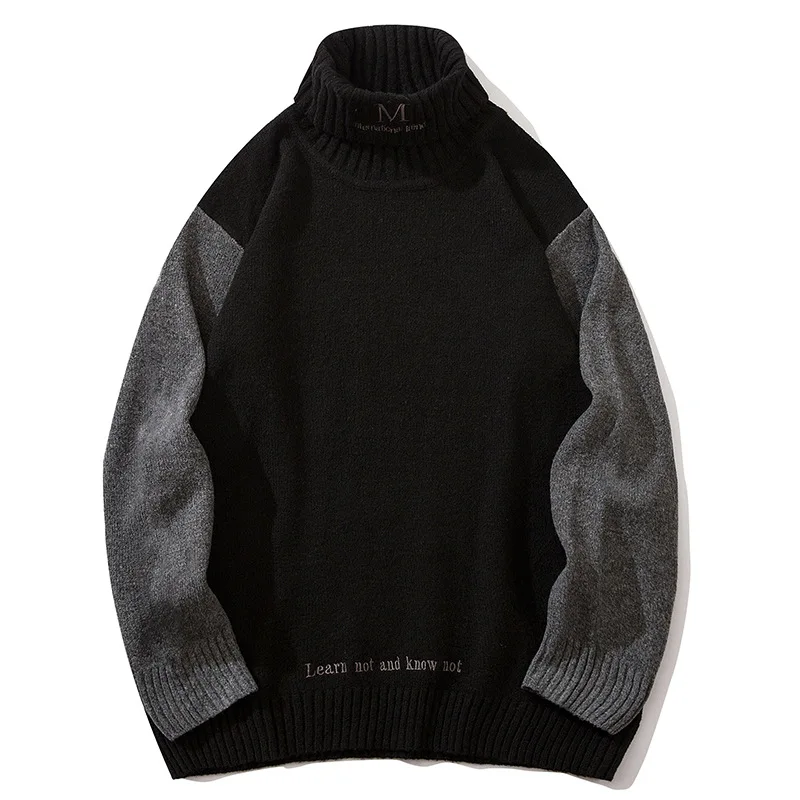 Мужская водолазка в стиле пэчворк осень зима теплая просторная одежда с длинным