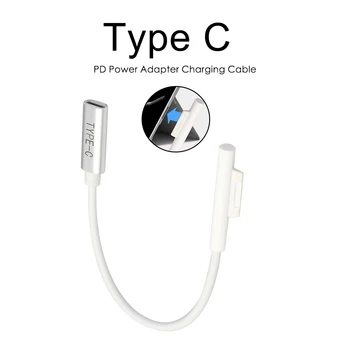 

USB Type C PD Power Adapter Converter DC Plug Charging Cable for Microsoft Surface Pro 3 4 5 6 Go Charging
